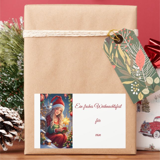 Christmas greetings rectangular sticker (Holiday)