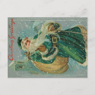 Christmas Greetings-Retro Santa Claus Postcard