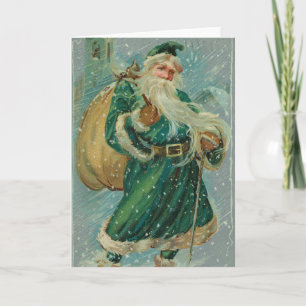 Christmas Greetings-Retro Santa Claus Postcard