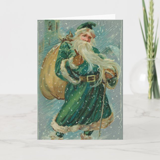 Christmas Greetings-Retro Santa Claus Postcard (Front)