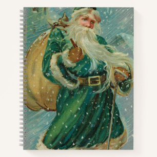 Christmas Greetings-Retro Santa Claus Postcard Notebook