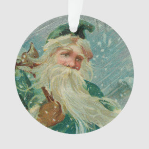 Christmas Greetings-Retro Santa Claus Postcard Ornament