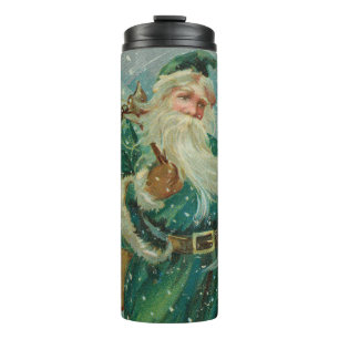 Christmas Greetings-Retro Santa Claus Postcard Thermal Tumbler