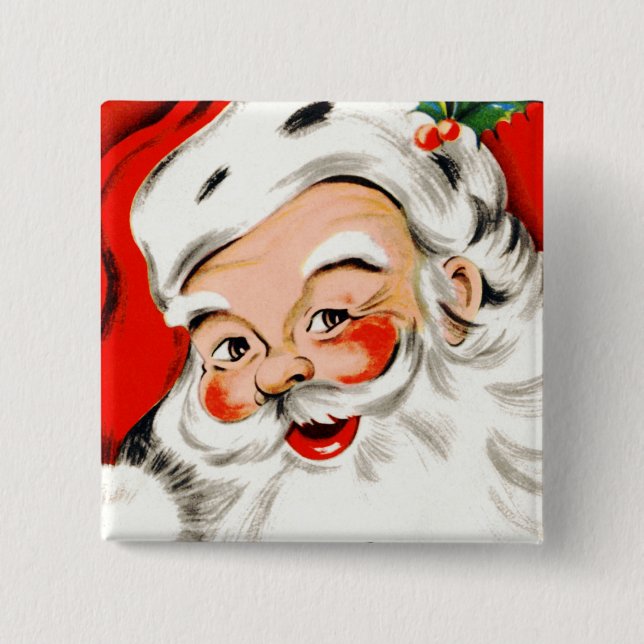 Christmas Greetings Santa 15 Cm Square Badge (Front)