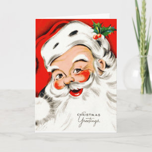 Christmas Greetings Santa Holiday Card