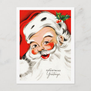 Christmas Greetings Santa Holiday Postcard