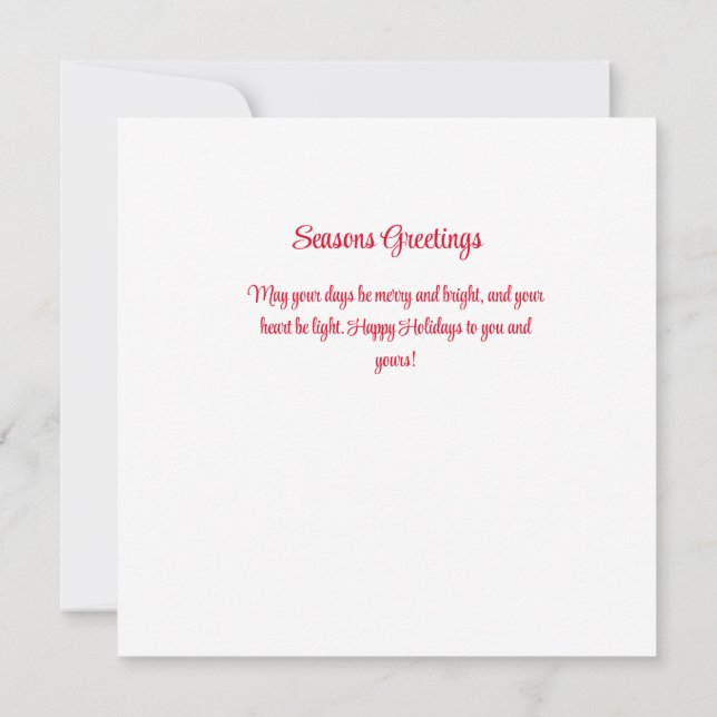 Christmas Greetings Snowflakes Script Personalized Card (Back)