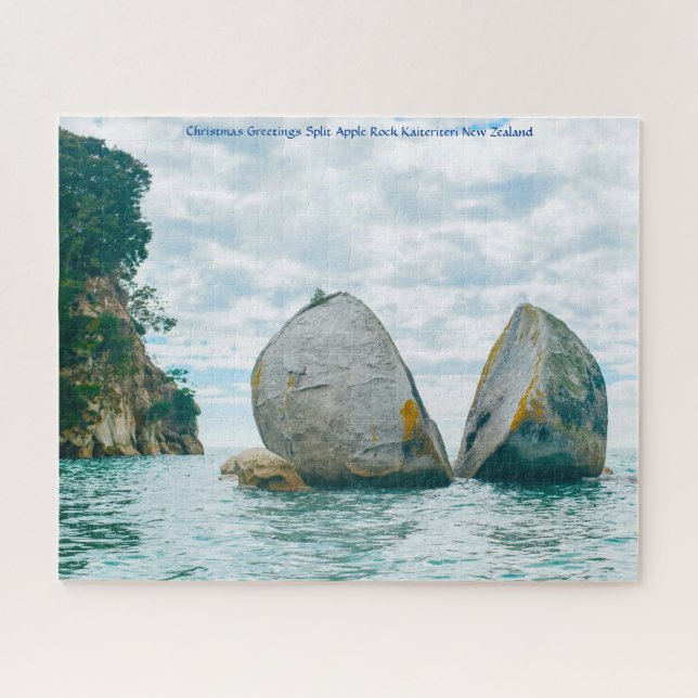 Christmas Greetings Split Apple Rock Kaiteriteri Jigsaw Puzzle (Horizontal)