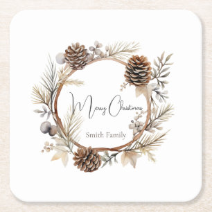 Christmas Greetings Square Paper Coaster