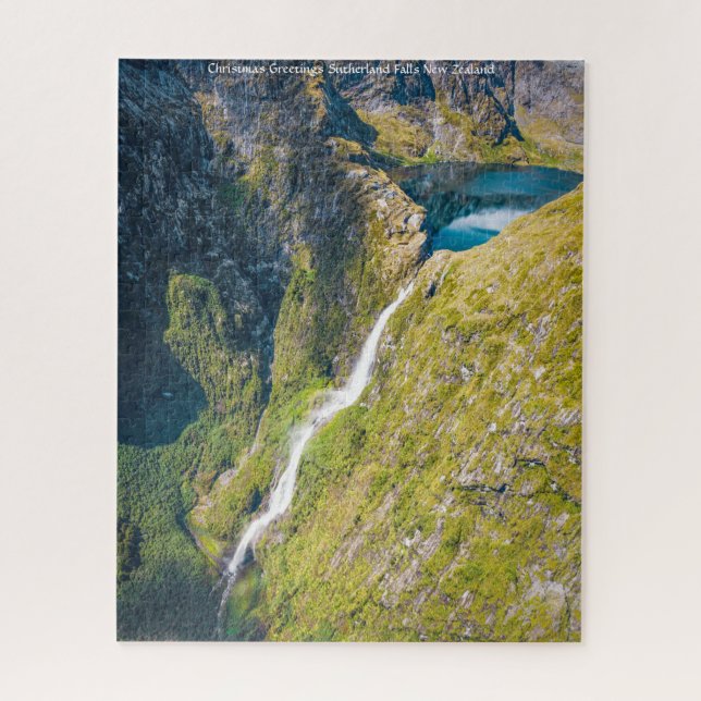 Christmas Greetings Sutherland Falls New Zealand Jigsaw Puzzle (Vertical)