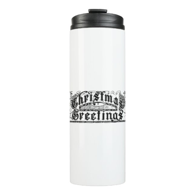 Christmas Greetings Thermal Tumbler (Front)