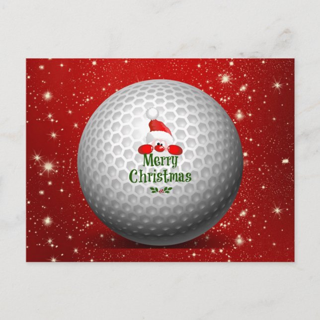 Christmas Greetings to Golfer Invitation Postcard (Front)
