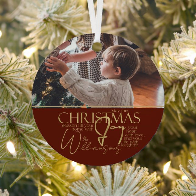 Christmas Greetings Unique Photo Christmas Card Metal Tree Decoration (Insitu)
