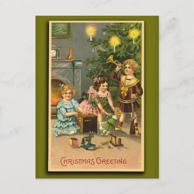 Christmas Greetings Victorian Art Xmas Cards (Front)