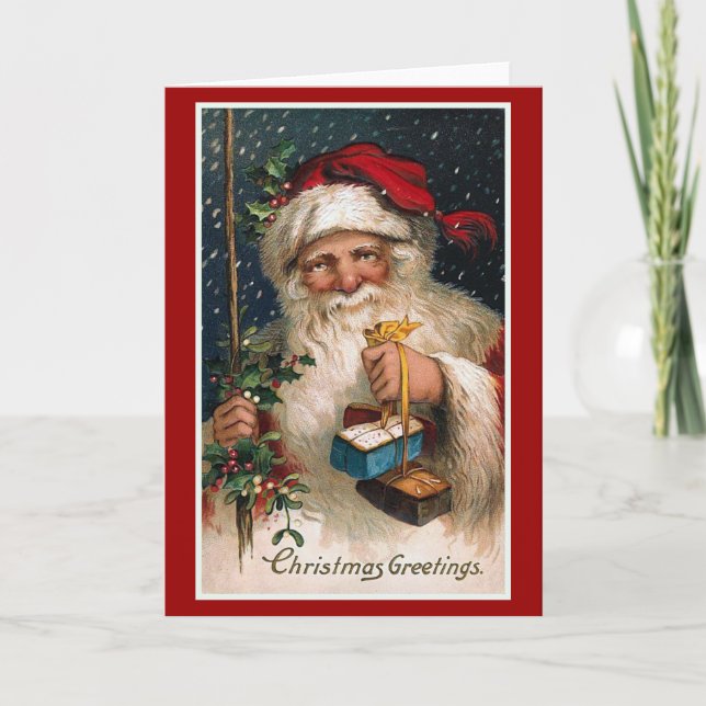 "Christmas Greetings" Vintage Card (Front)