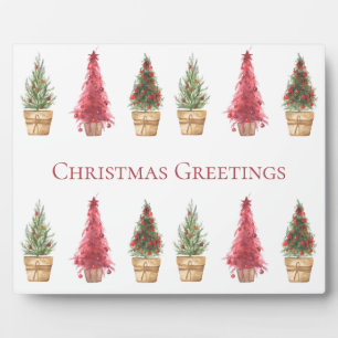 Christmas Greetings Watercolor Christmas Trees Plaque