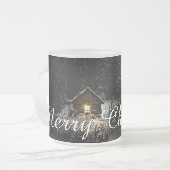 Christmas Greetings with Witch House Frosted Glass Coffee Mug (Front Left)