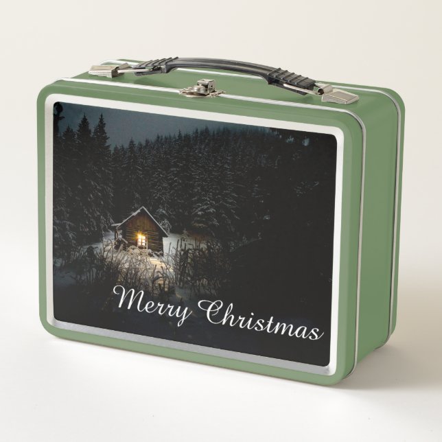 Christmas Greetings with Witch House Metal Lunch Box (Front)
