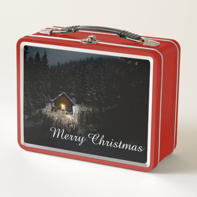Christmas Greetings with Witch House Metal Lunch Box (Front)