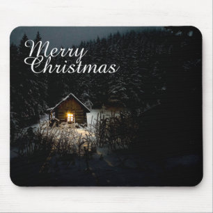 Christmas Greetings with Witch House Mouse Mat