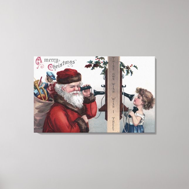 Christmas GreetingSanta and Phone Canvas Print (Front)