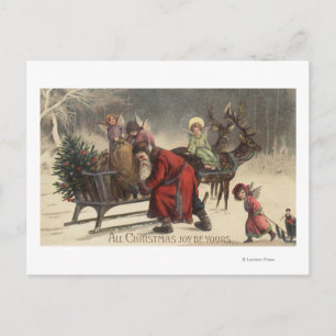 Christmas GreetingSanta and Sleigh Holiday Postcard