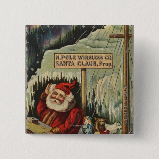 Christmas GreetingSanta at North Pole 15 Cm Square Badge (Front)
