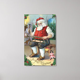 Christmas GreetingSanta Building Sled Canvas Print