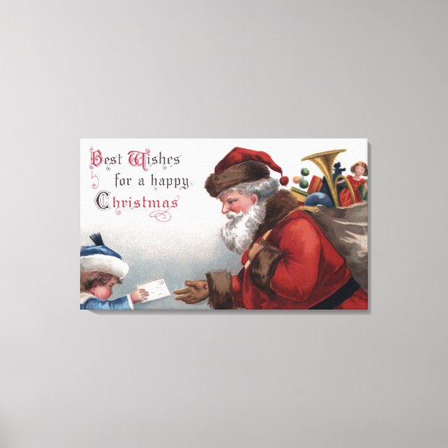 Christmas GreetingSanta Getting Letter Canvas Print (Front)