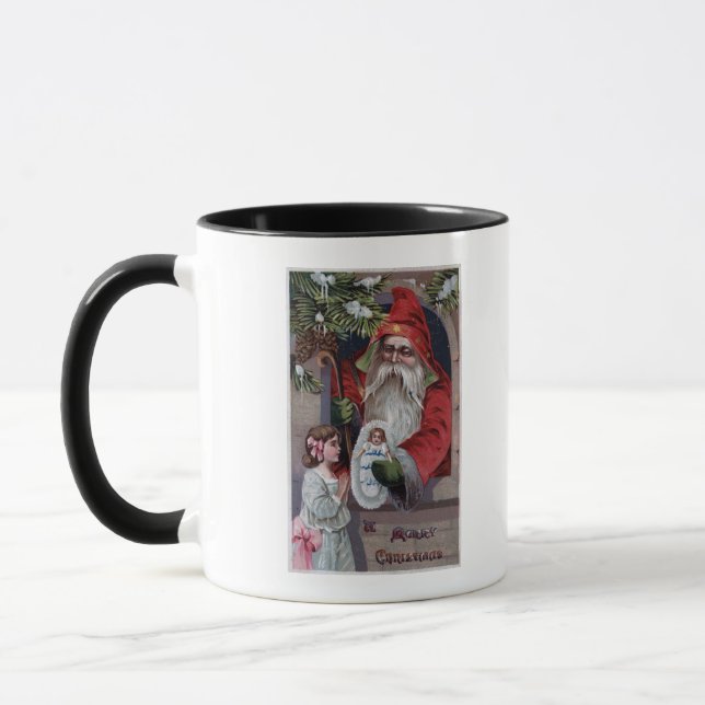 Christmas GreetingSanta Giving Doll Mug (Left)