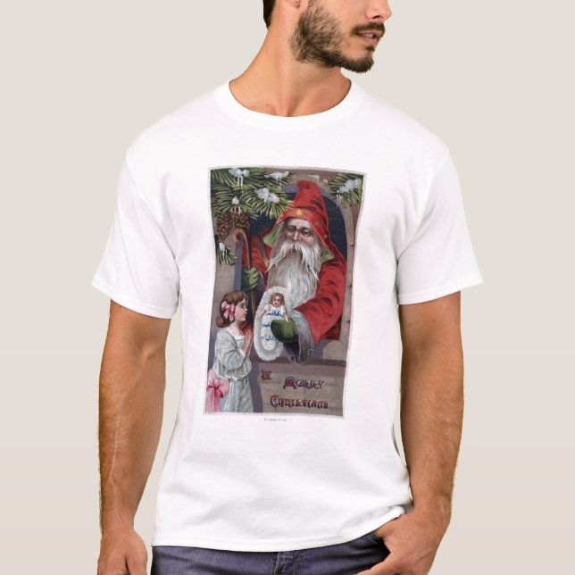 Christmas GreetingSanta Giving Doll T-Shirt (Front)