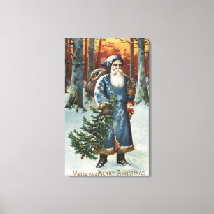 Christmas GreetingSanta in Blue Canvas Print