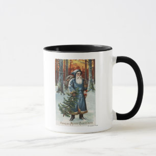 Christmas GreetingSanta in Blue Mug