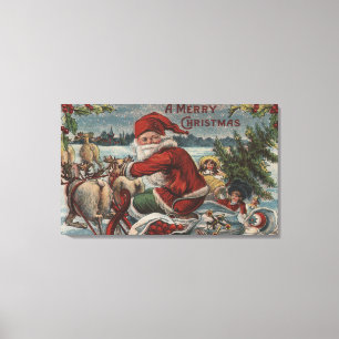 Christmas GreetingSanta on Sleigh Canvas Print