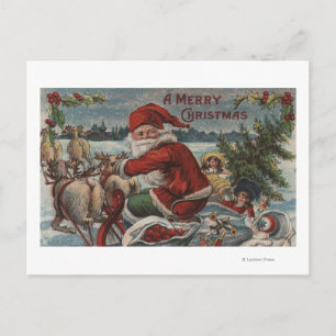 Christmas GreetingSanta on Sleigh Holiday Postcard