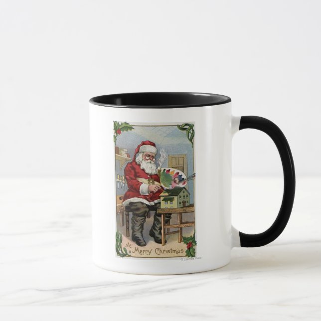Christmas GreetingSanta Painting Mug (Right)