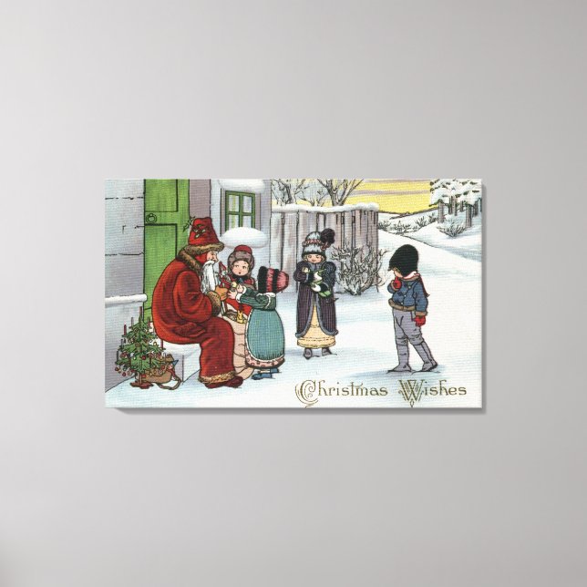 Christmas GreetingSanta Sitting Canvas Print (Front)