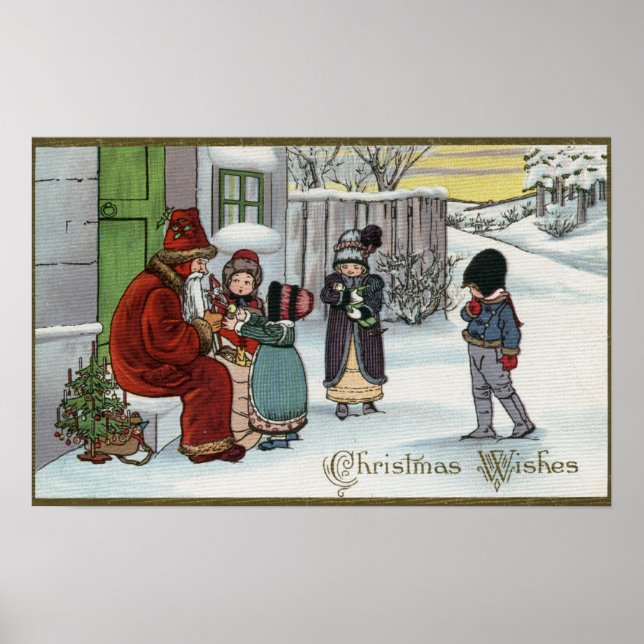 Christmas GreetingSanta Sitting Poster (Front)