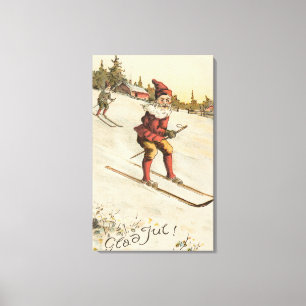 Christmas GreetingSanta Skiing Canvas Print
