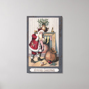 Christmas GreetingSanta Stuffing Stockings Canvas Print