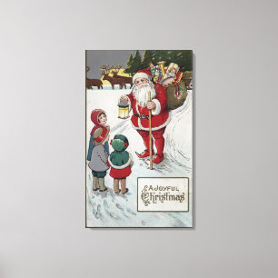 Christmas GreetingSanta Talking to Kids Canvas Print