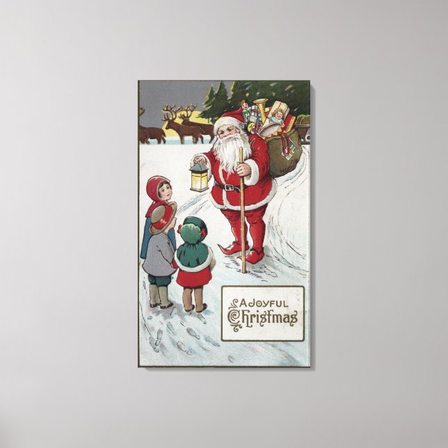 Christmas GreetingSanta Talking to Kids Canvas Print (Front)