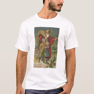 Christmas GreetingSanta Walking with Kids T-Shirt
