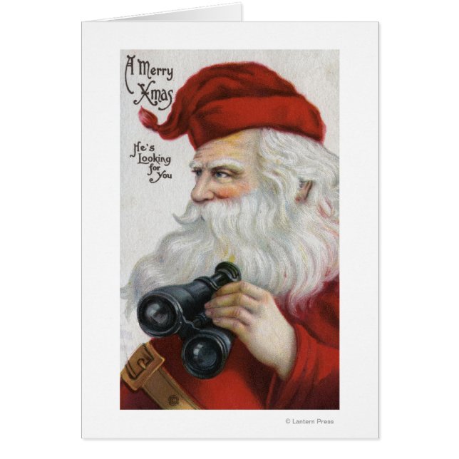 Christmas GreetingSanta with Binoculars (Front)