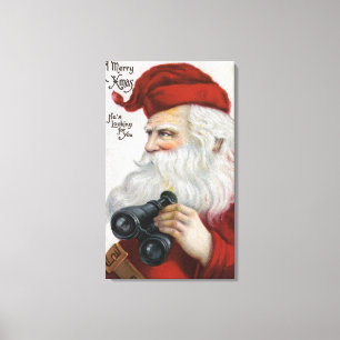 Christmas GreetingSanta with Binoculars Canvas Print