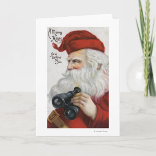 Christmas GreetingSanta with Binoculars Holiday Card
