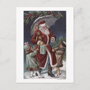 Christmas GreetingSanta with Umbrella Holiday Postcard
