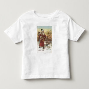 Christmas GreetingSanta with Walking Stick Toddler T-Shirt