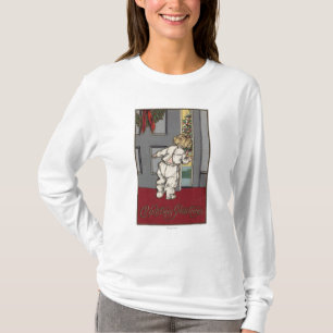 Christmas GreetingsKid Peeking for Santa T-Shirt