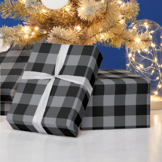 Christmas Grey and Black Buffalo Check Wrapping Paper